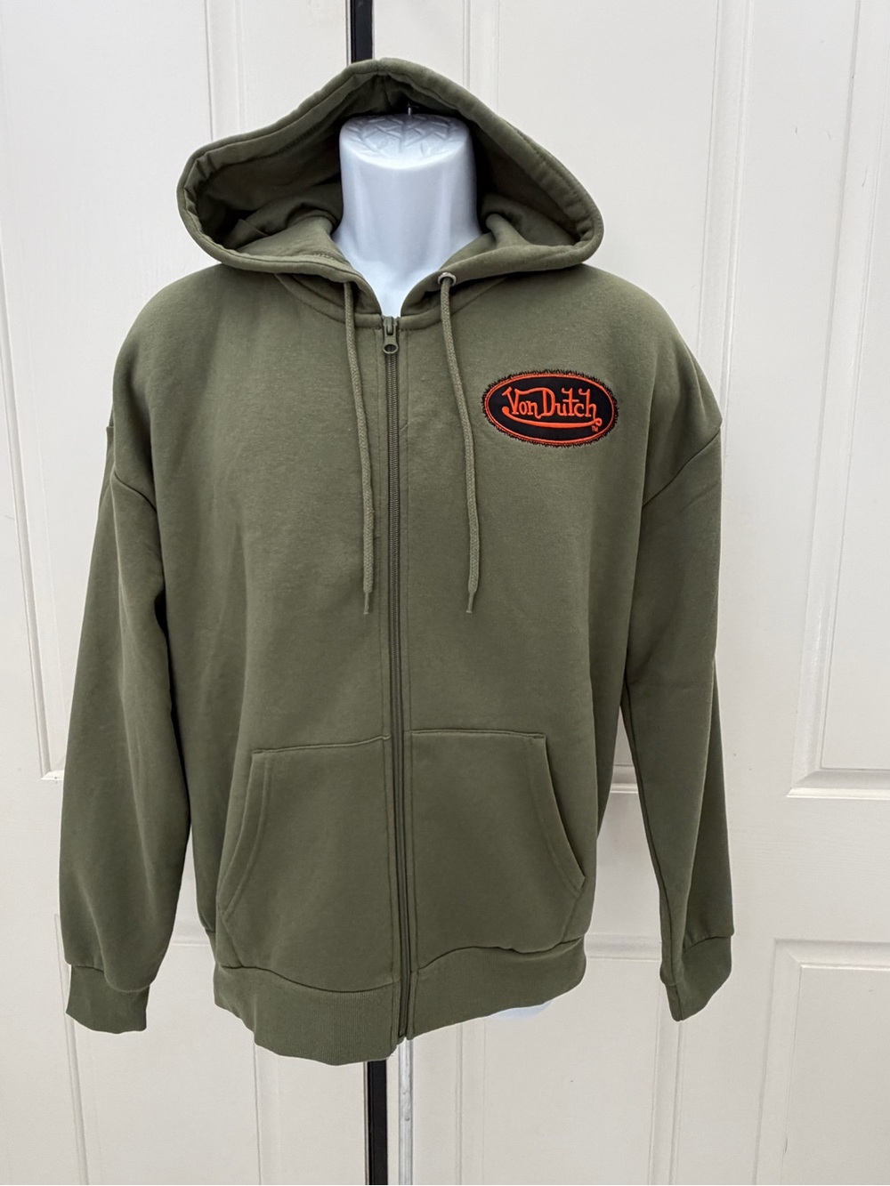 Von Dutch Olive Green Zip-Up Hoodie Sz M